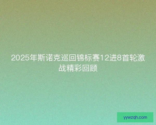 2025年斯诺克巡回锦标赛12进8首轮激战精彩回顾
