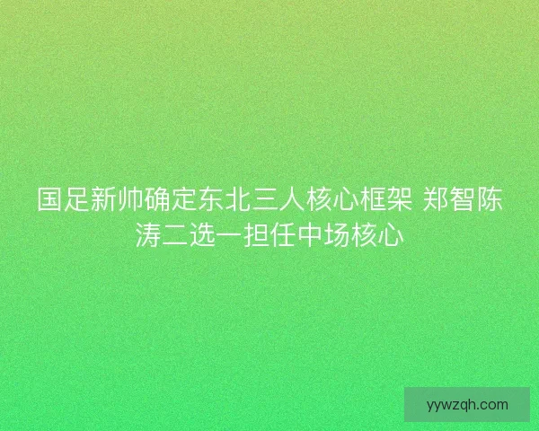 国足新帅确定东北三人核心框架 郑智陈涛二选一担任中场核心 国足新帅确定东北三人核心框架 郑智陈涛二选一担任中场核心