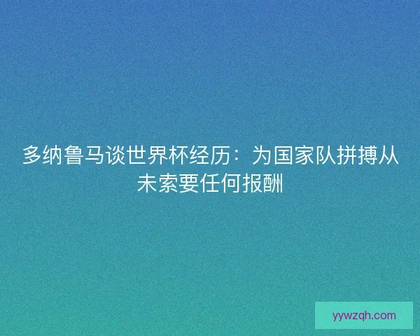 多纳鲁马谈世界杯经历:为国家队拼搏从未索要任何报酬 多纳鲁马谈世界杯经历:为国家队拼搏从未索要任何报酬